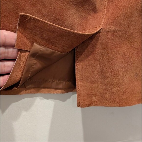 Justin Taylor Genuine Suede Mini Skirt Light Academia Size 3/4 - Picture 4 of 6